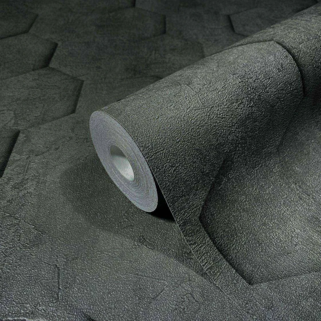 Vliestapete Anthrazit Waben 3D Optik Marburg 34161 2 Vliestapete Anthrazit Waben 3D Optik Marburg 34161 – Bild 2