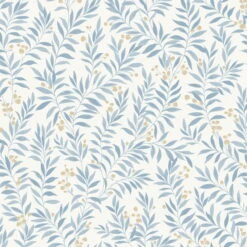 Vliestapete Blätter Zweige Creme Blau Beige MN3407