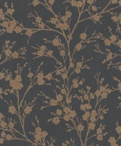 Vliestapete Ivy Floral Schwarz Gold 6812-50 Novamur