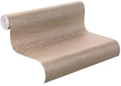 Rasch Vliestapete Krokodil Braun Beige Metallic 474138