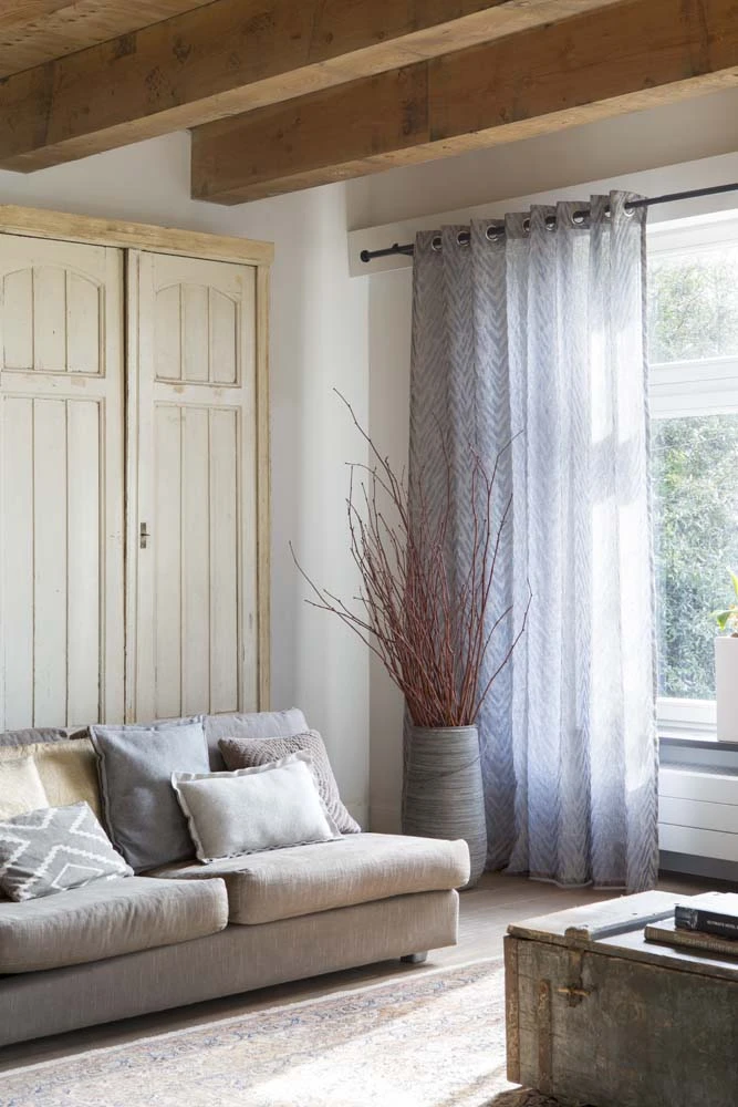 Ösenschal Safari Blickdicht Gestreift Blau 199159 2 Ösenschal Safari Blickdicht Gestreift Blau 199159 – Bild 2